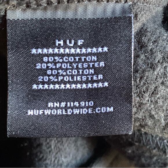 Huff Men's Popeye Black Jacket Olive Graphic Fleece Coach Zip Out Large - Picture 11 of 14